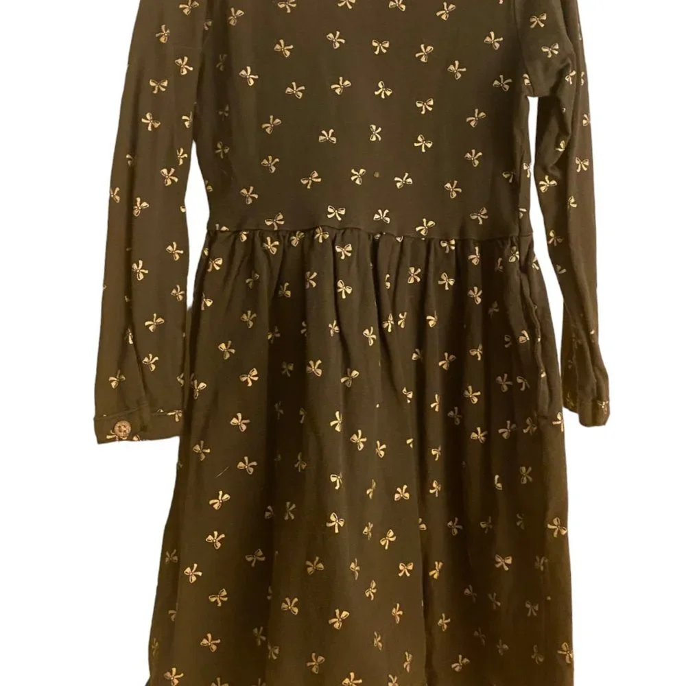 Carter's Girl's gray long sleeve dress with silver bows sz‎ 5